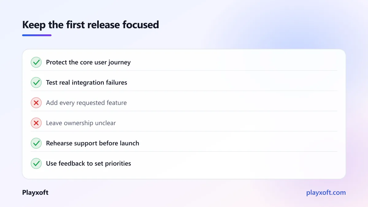 Checklist showing launch safeguards and common scope traps