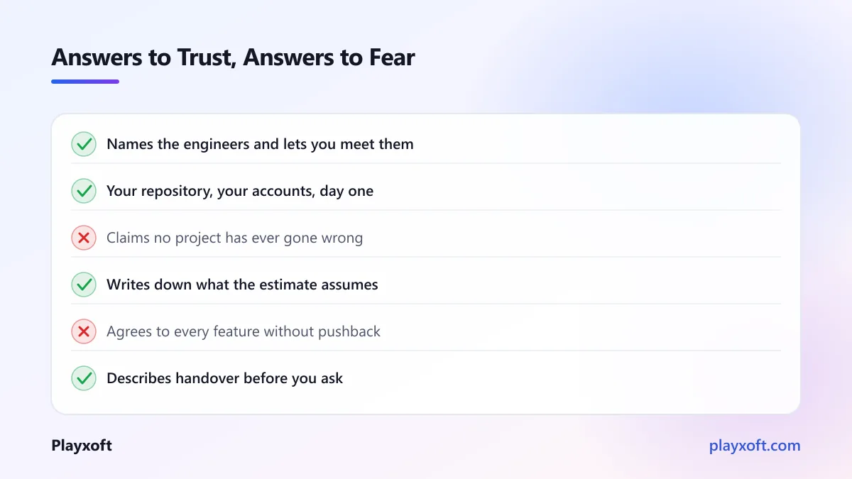 Checklist of vendor answers that build confidence and ones that should worry you