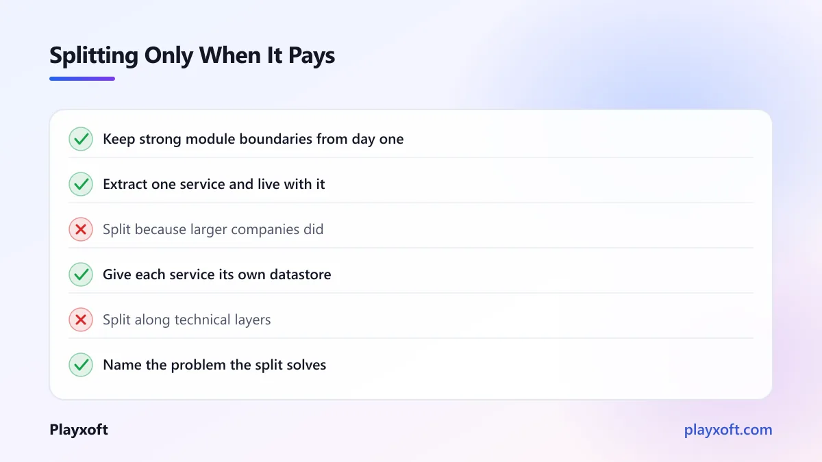Checklist of architecture decisions that scale well and ones that add cost